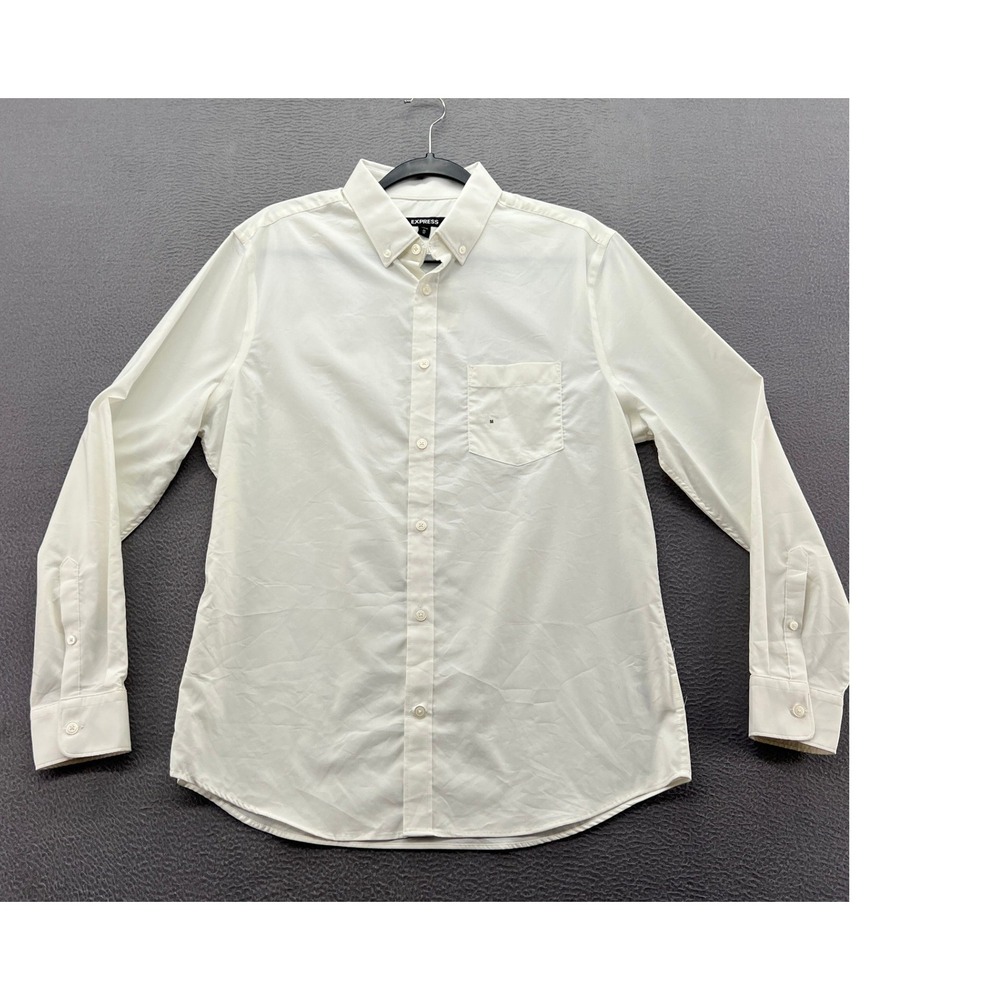 Express Shirt Men's Medium White Long Sleeve Button Down Shirt Stretch NWT